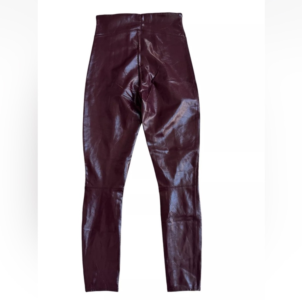 Spanx Faux Patent Leather Leggings in Ruby Womens Sz Small - Picture 3 of 7
